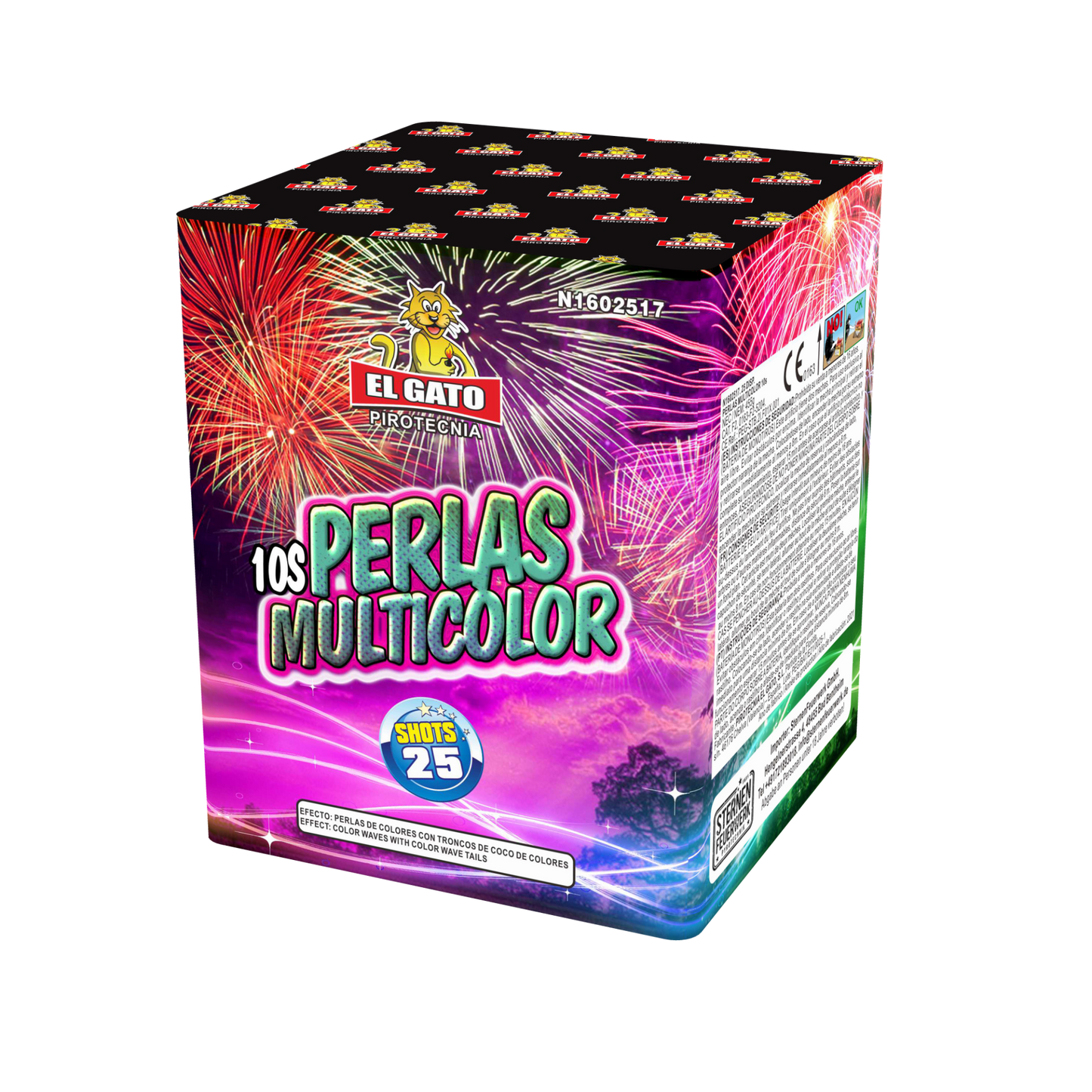 Perlas Multi Color 10sec "El Gato" 25 Schuss Batterie
